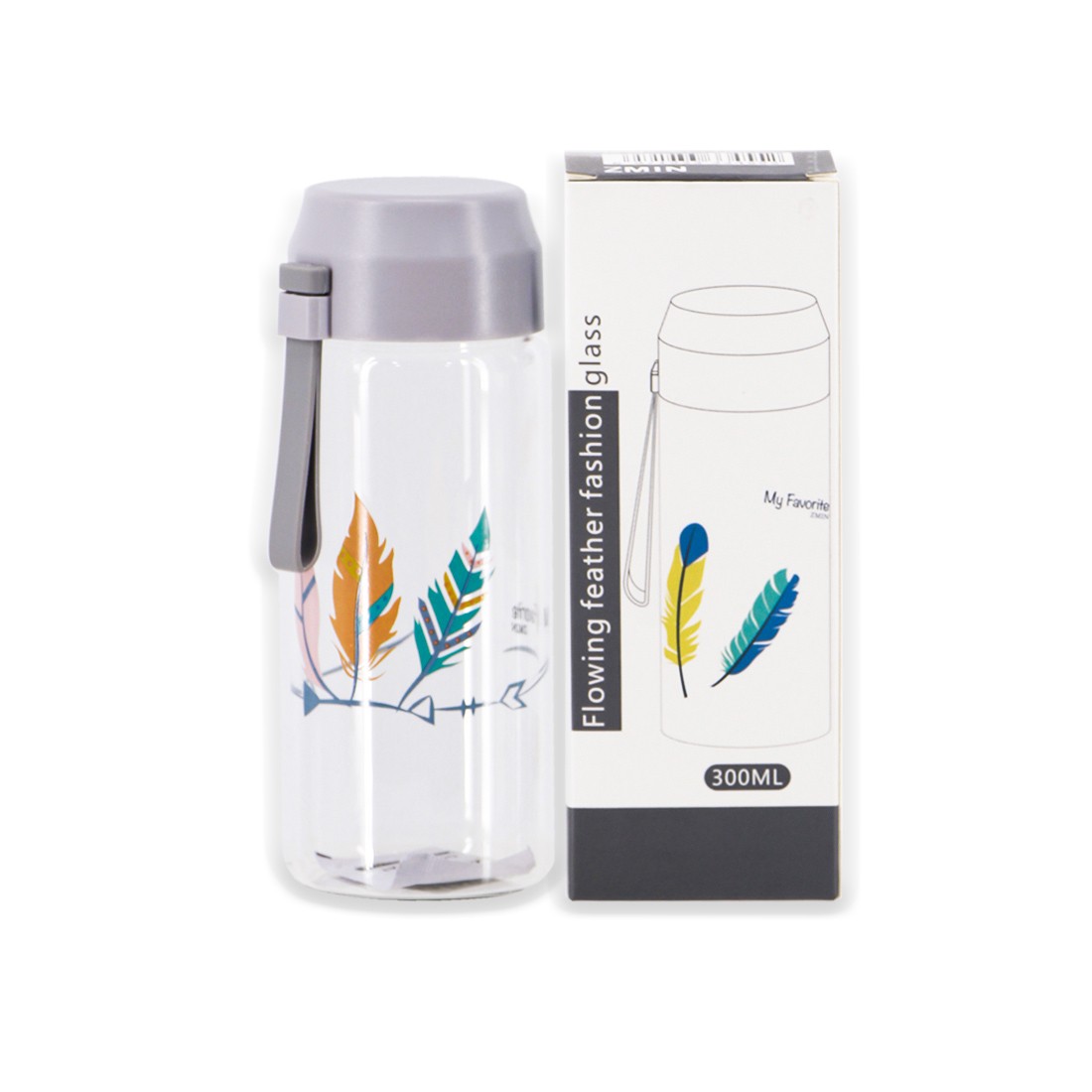 Zmin Flowing Feather Water Bottle (300ml)