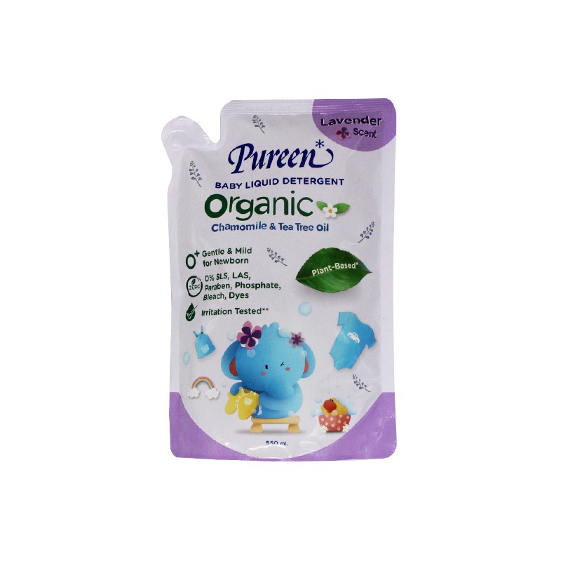 Pureen Organic Baby Liquid Detergent Lavender Scent 550ml (Refill)