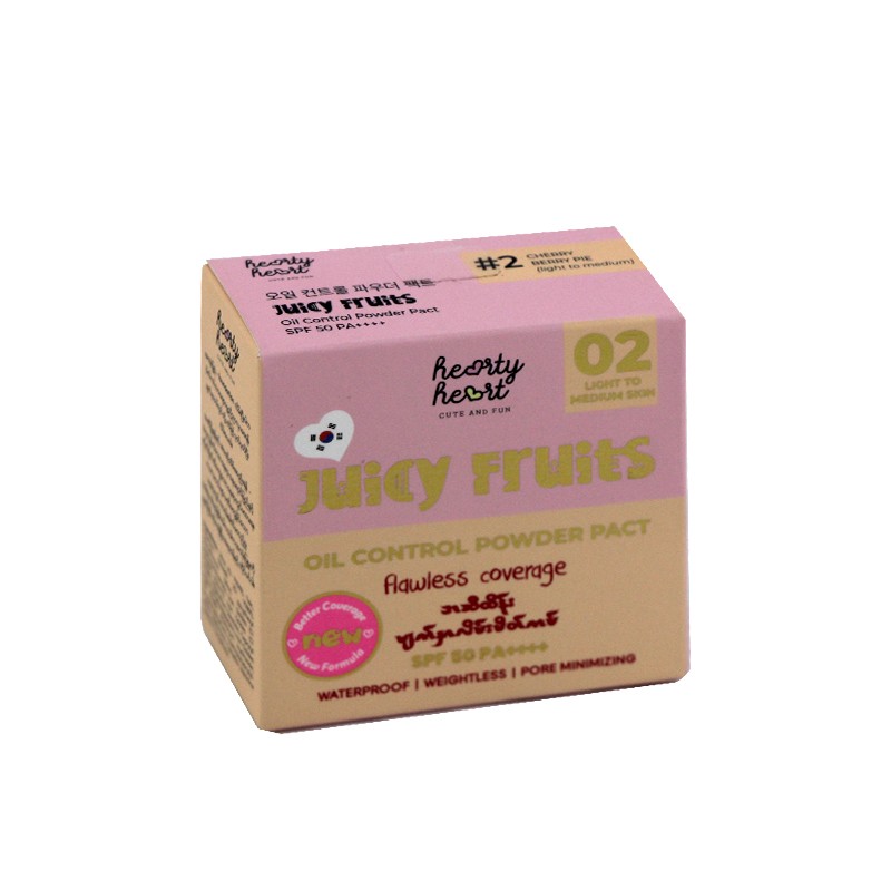 Hearty Heart Juicy Fruits Oil Control Powder Pact 4.5g (02 Light To Medium Skin )