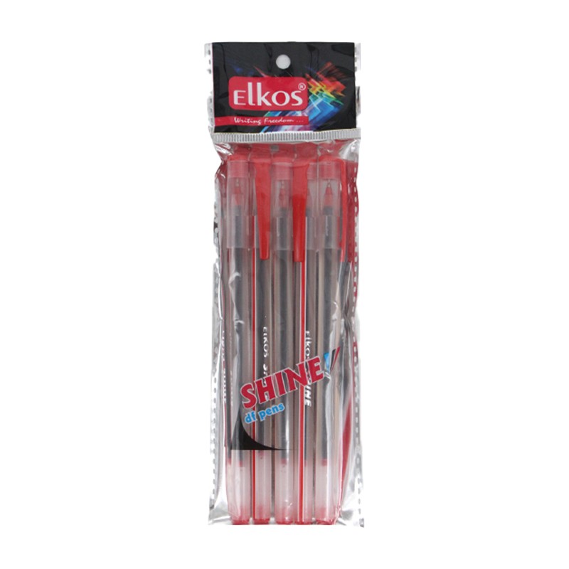 Elkos Shine Df Ball Pen 5pcs (Red)