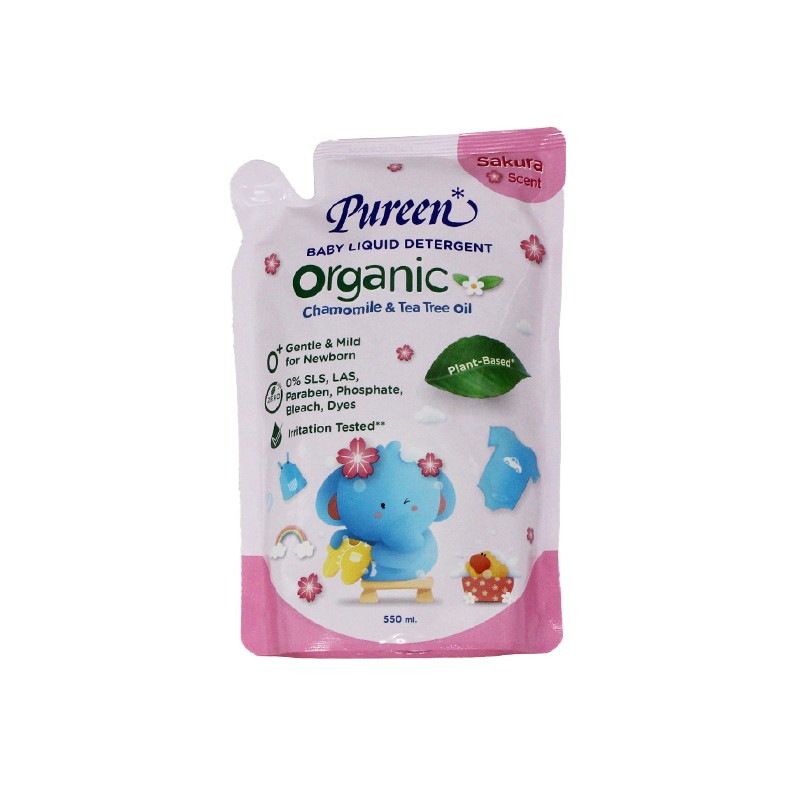 Pureen Organic Baby Liquid Detergent Sakura Scent 550ml (Refill)